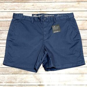 Eddie Bauer Indigo Navy Blue Twill Stretch Legend Boyfriend Shorts 12 Tall T12